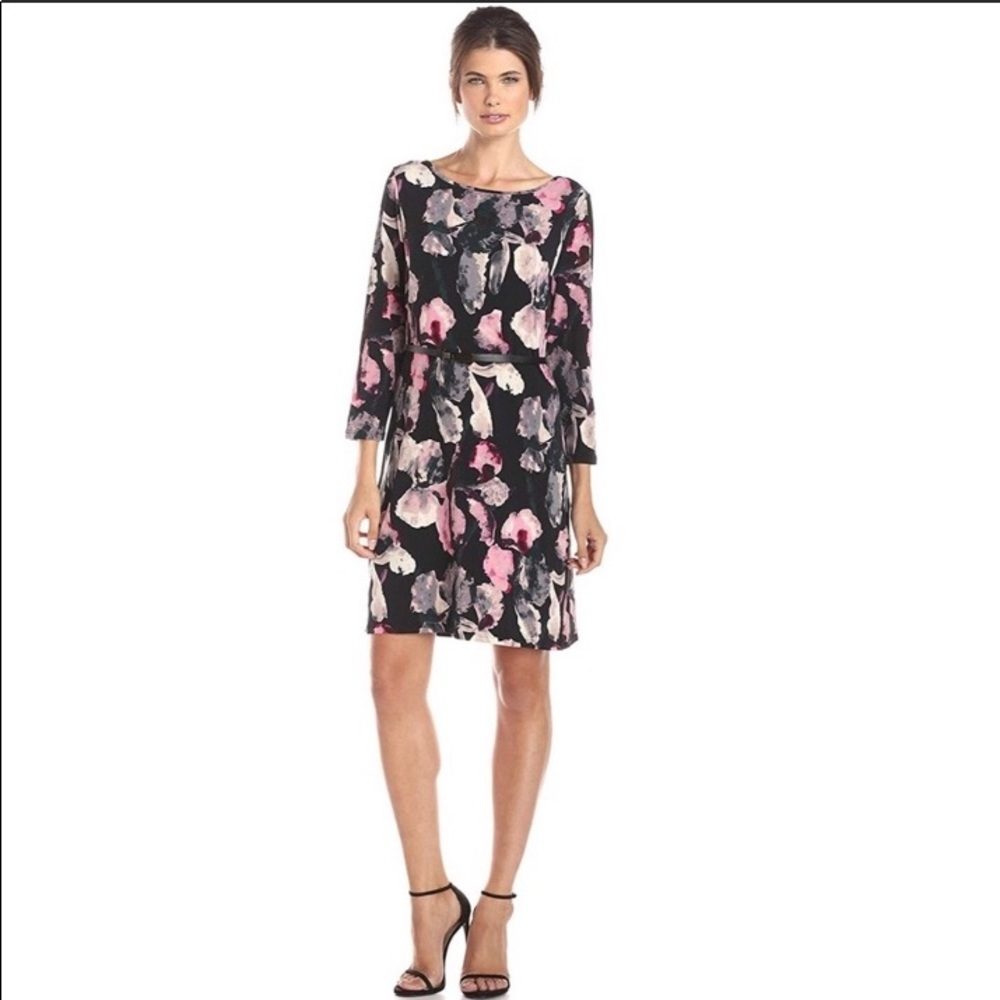 Ivanka Trump 3/4 sleeve floral shift dress sz smal
